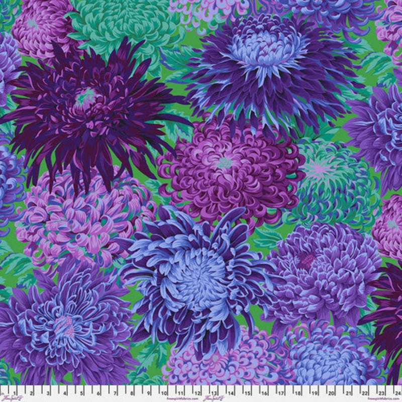 Japanese Chrysanthemum Purple Philip Jacobs Classics Kaffe Fassett Collective Free Spirit Cotton Fabric FS-PWPJ041.PURPL