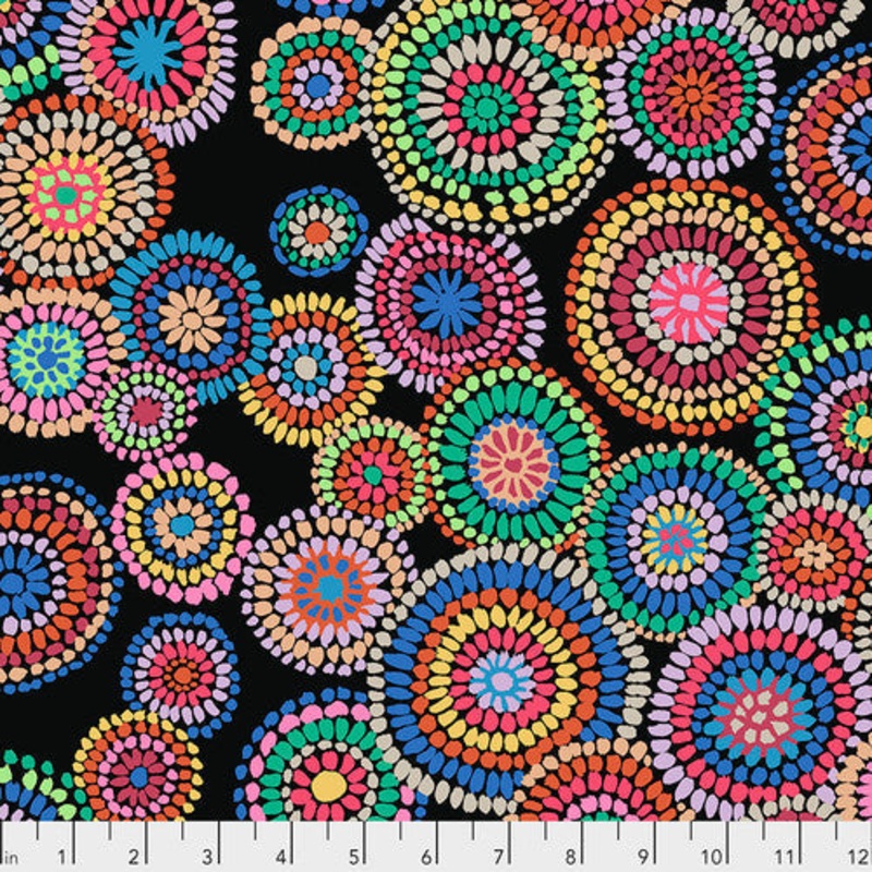 Mosaic Circles Black Stash Kaffe Fassett Collective Free Spirit Cotton Fabric FS-PWGP176.BLACK