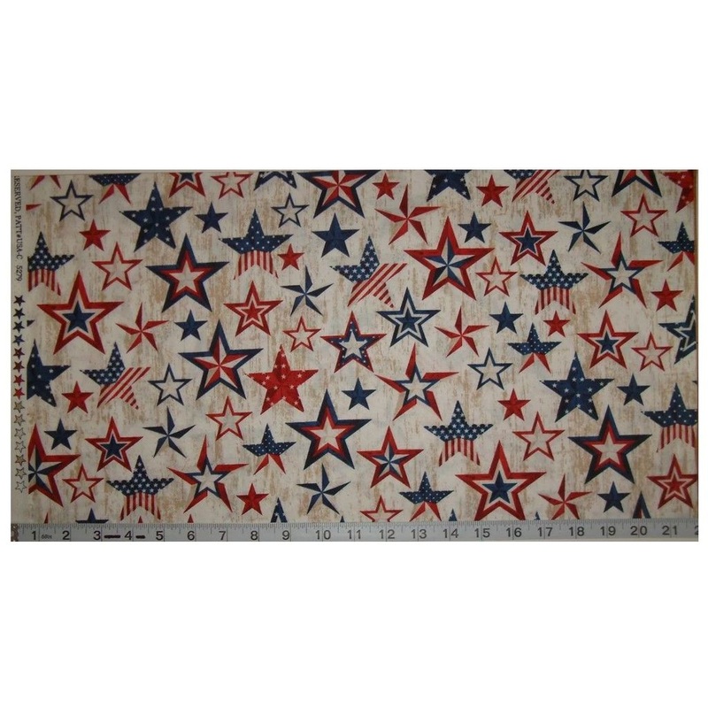American Pride Americana Stars Natural Timeless Treasures Cotton Fabric