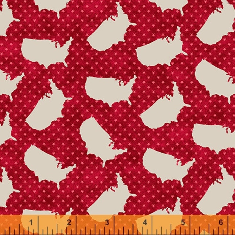 American Road Trip Stars and States Red Whistler Studios Windham Cotton Fabric