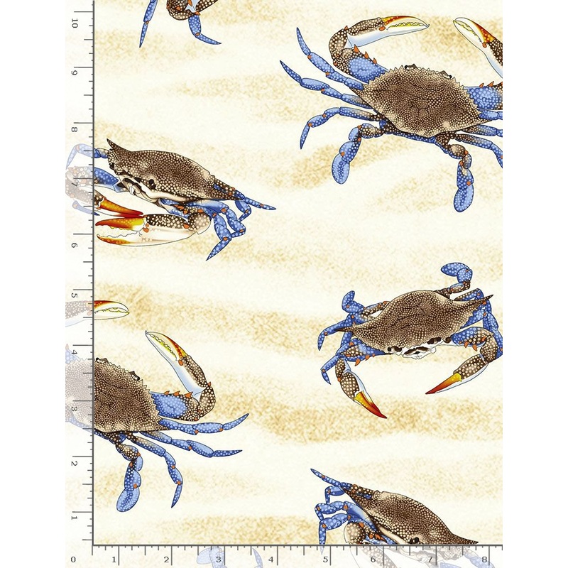 Crabs on Sand Beige Timeless Treasures Cotton Fabric