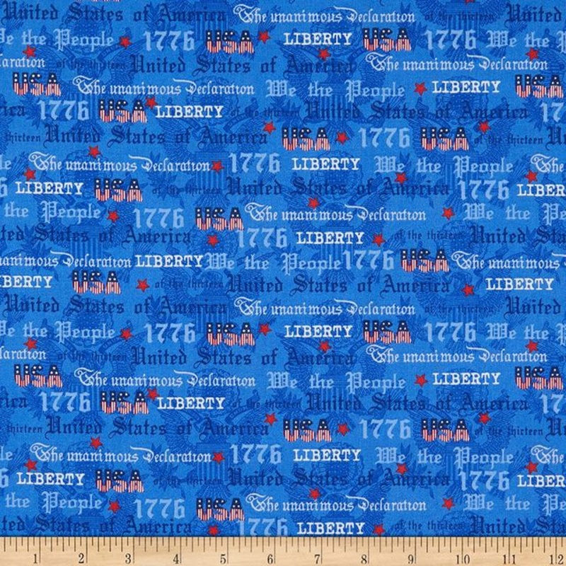 We The People Patriotic Words Phrases Blue Windham Cotton Fabric