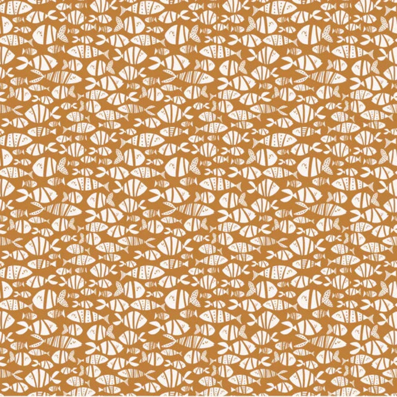 Water Babies Fish Allover Butterscotch Brown Sugarly Designs Studio E Cotton Fabric