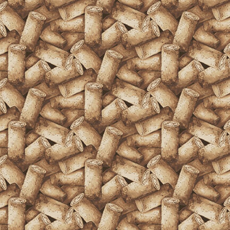After Five Packed Cork Brown Mary Beth Baker Henry Glass Cotton Fabric