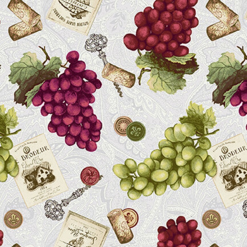 After Five Tossed Grapes Multi Mary Beth Baker Henry Glass Cotton Fabric
