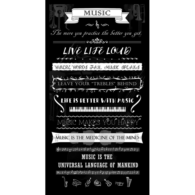 Pitch Perfect Music Appreciation Panel 24" Black Michael Miller Cotton Fabric