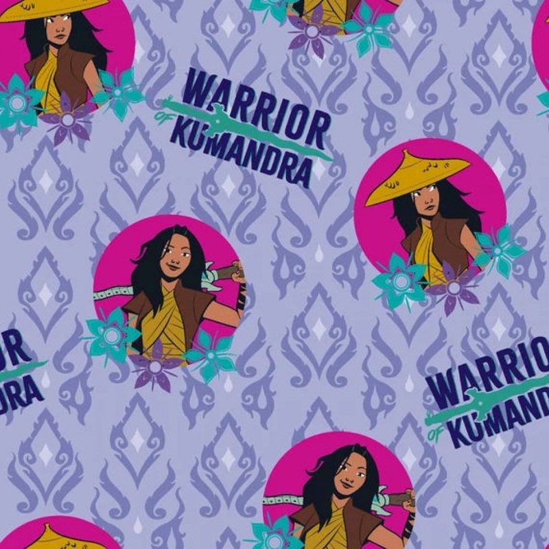 Disney Raya & The Last Dragon Badge Packed Purple Springs Creative Cotton Fabric