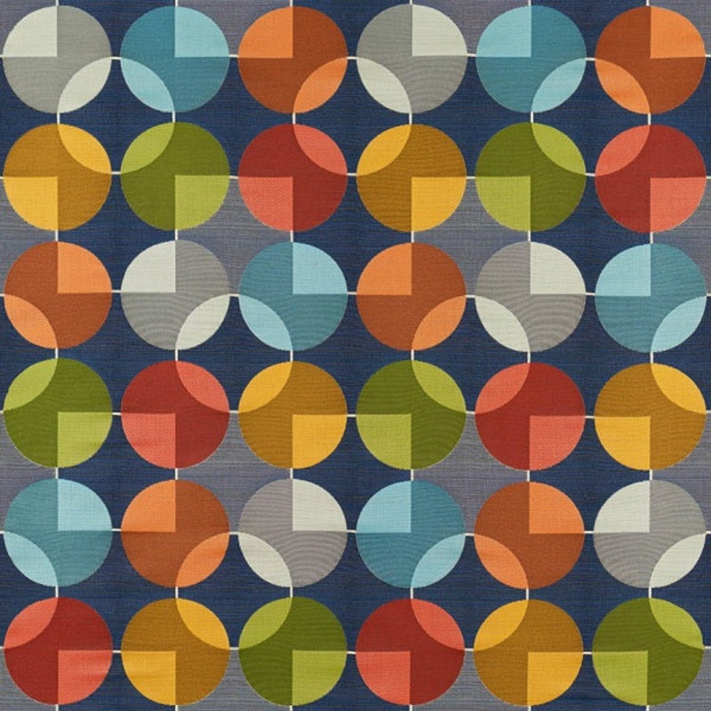 Arc-Com Compass Sapphire Geometric Design  Upholstery Fabric