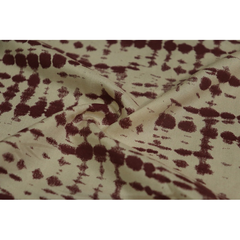 Beige & Brown Abstract Printed Rayon Fabric