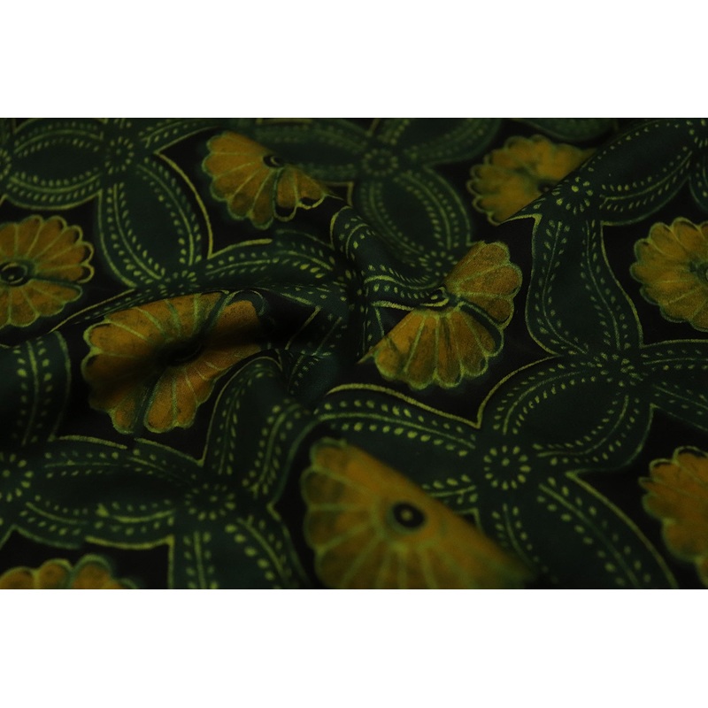 Black & Yellow Traditional Modal Satin Fabric