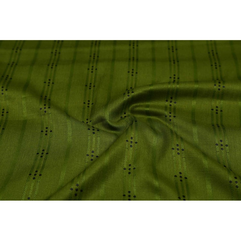 Leaf Green Abstract Yarndyed Viscose Blend Dobby Fabric