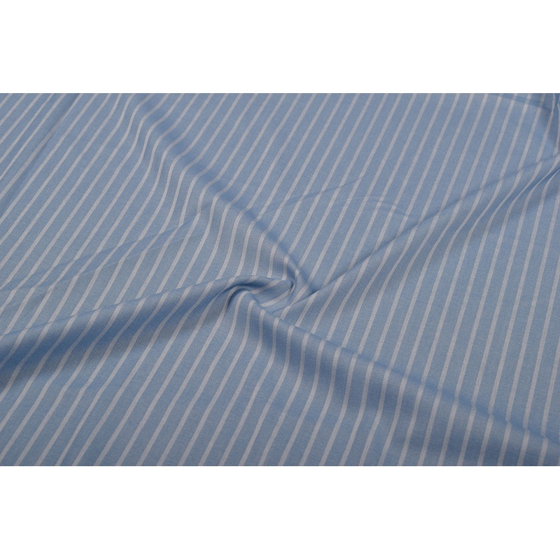 Light Blue Stripes Stretch Denim Polyester Viscose Blend Fabric