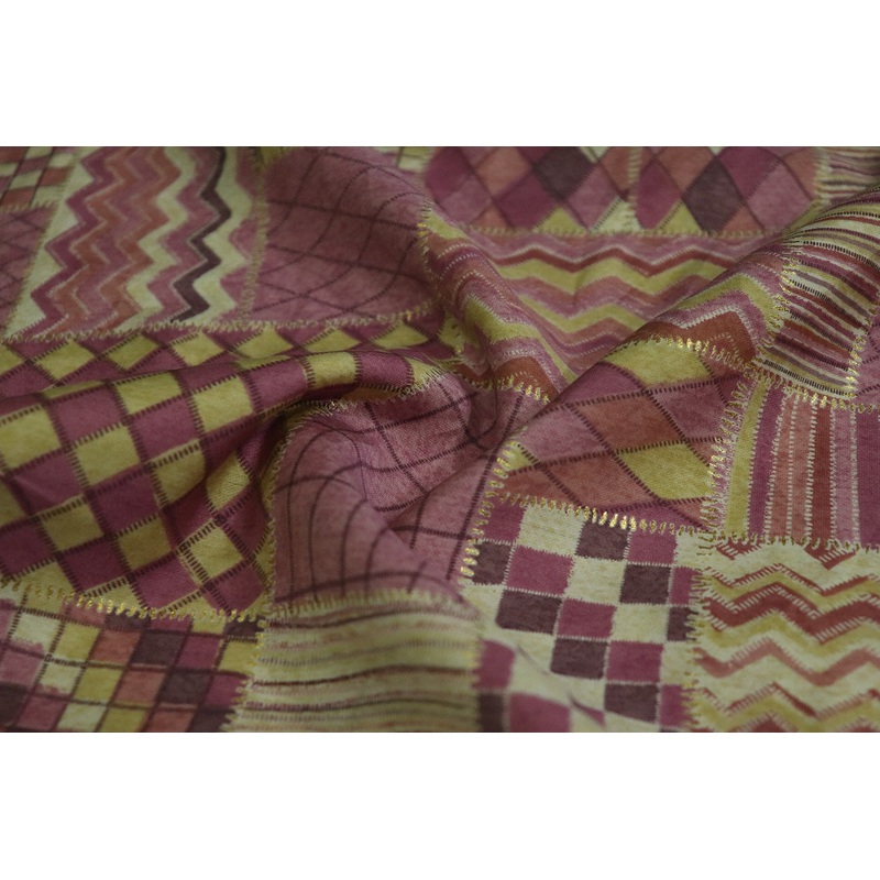 Multicolor Abstract Printed Muslin Viscose Polyester Blend Fabric