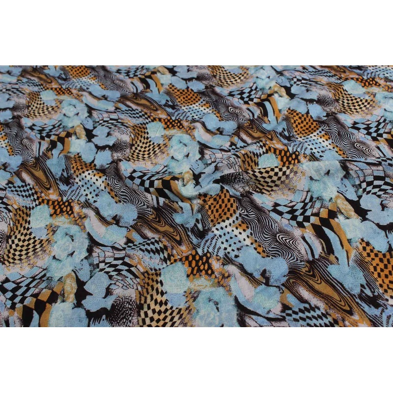 Multicolor Abstract Printed Rayon Fabric