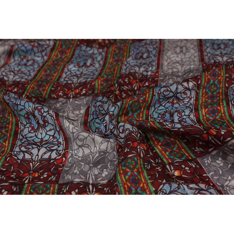 Multicolor Abstract Printed Sushi Viscose Cotton Blend Fabric