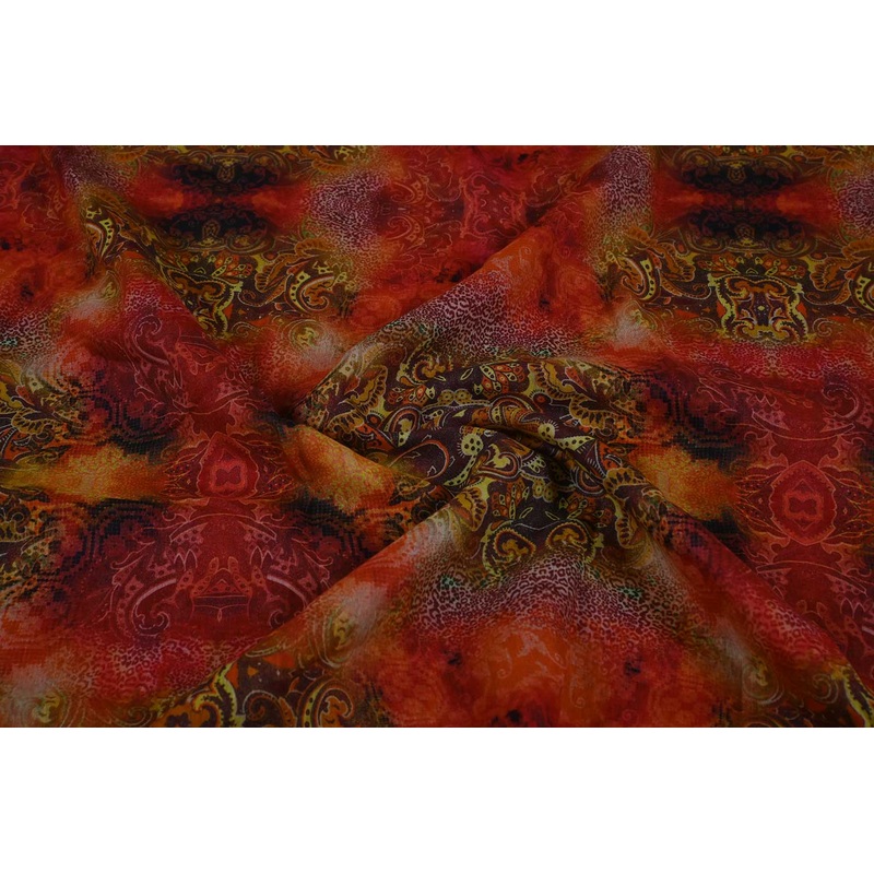 Multicolor Abstract Printed Sushi Voile Viscose Cotton Blend Fabric