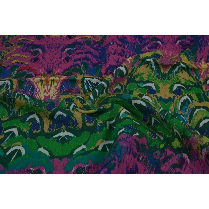 Multicolor Abstract Printed Sushi Voile Viscose Fabric