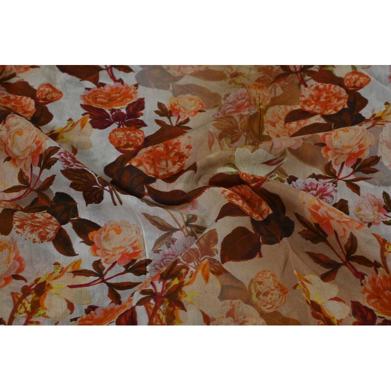 Multicolor Floral Printed Sushi Voile Viscose Fabric