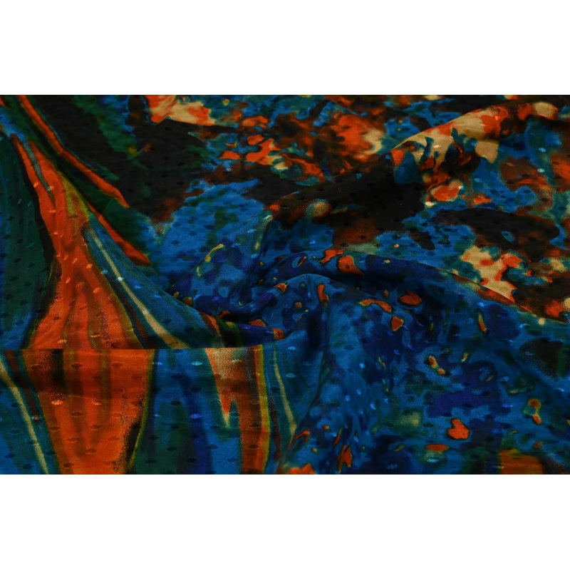 Multicolor Floral Printed Viscose Dobby Buta Fabric