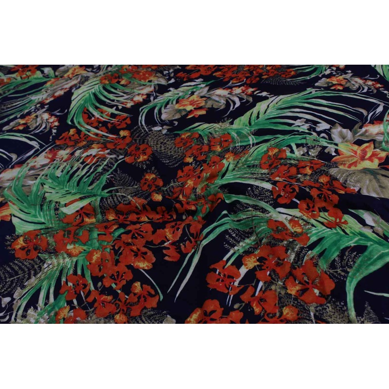 Multicolor Floral Printed Viscose Fabric
