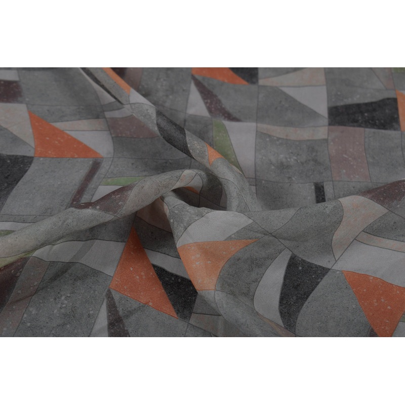 Multicolor Geometric Organza Fabric