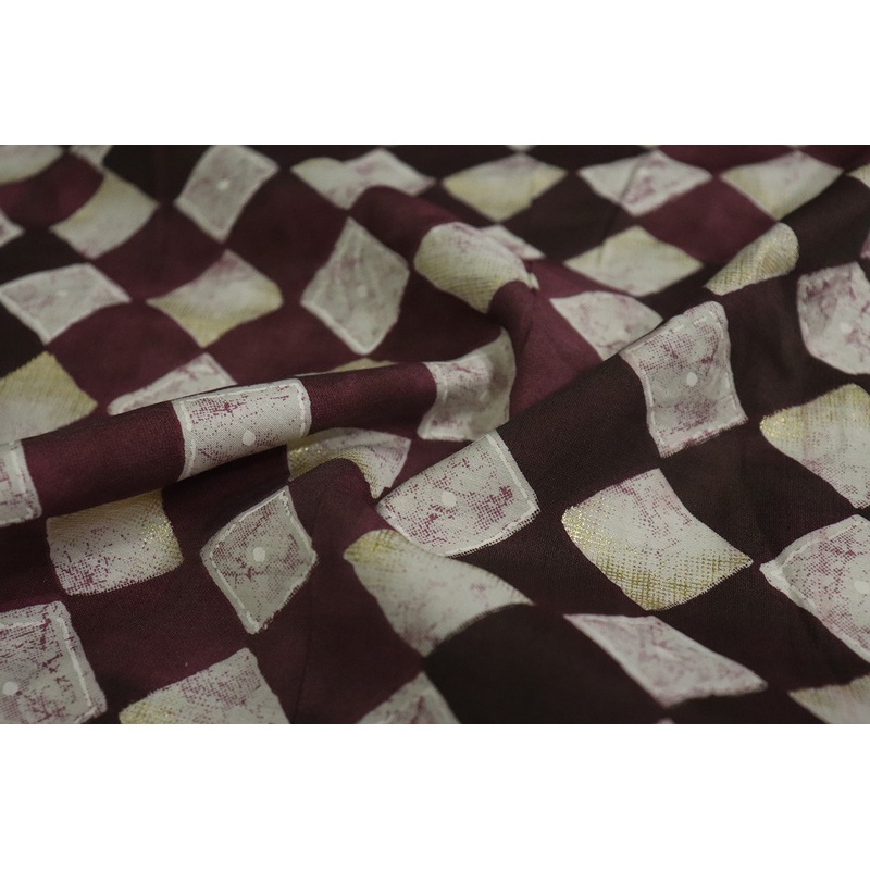 Multicolor Geometric Printed Muslin Viscose Blend Fabric