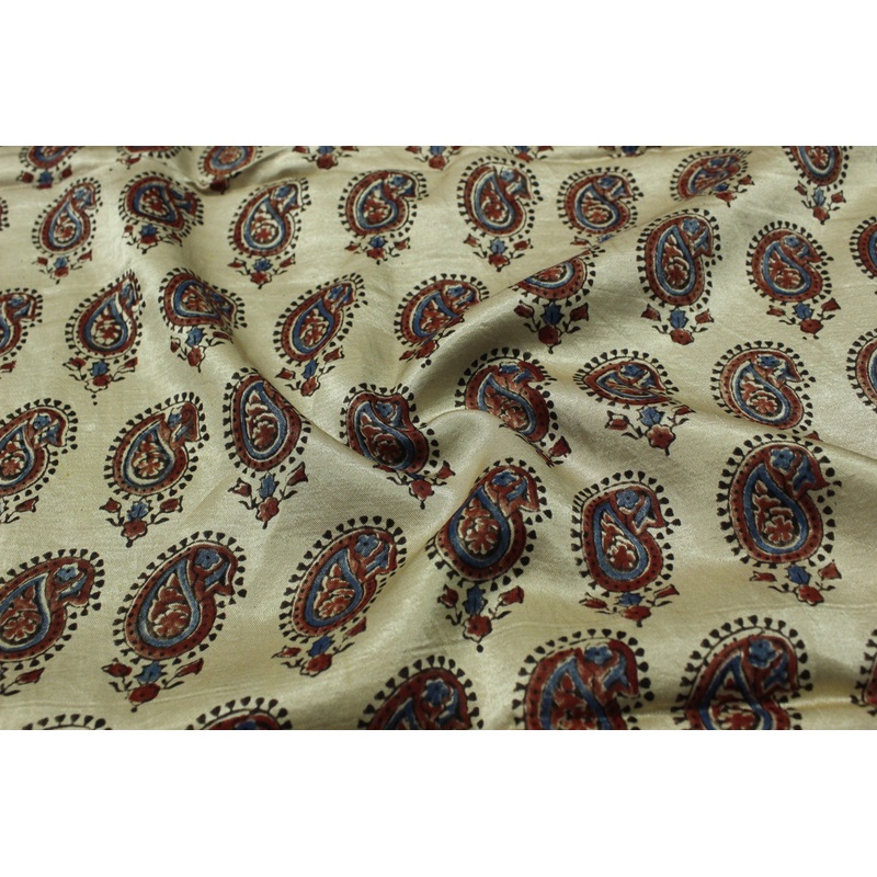 Multicolor Paisley Mashroo Satin Fabric