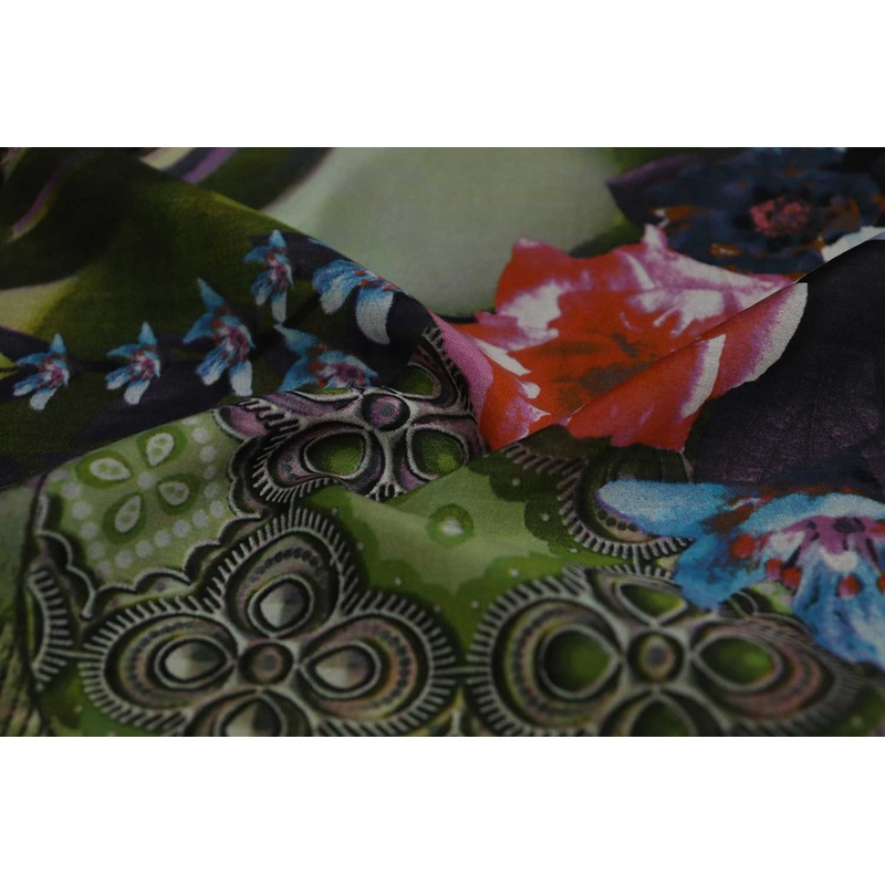 Multicolor Quirky Printed Sushi Voile Viscose Cotton Blend Fabric
