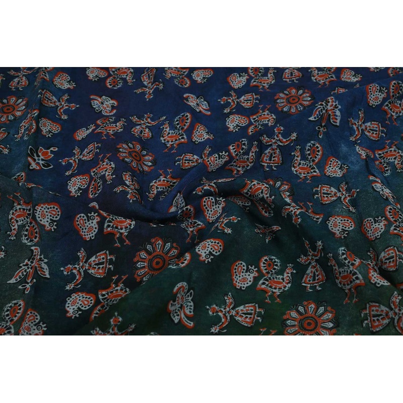 Multicolor Traditional Printed Sushi Voile Viscose Fabric