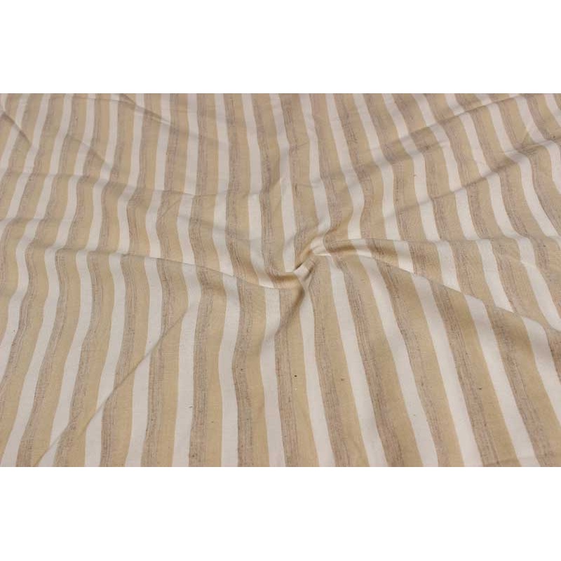 Natural Beige & Light Brown Stripes Rayon Flex Fabric