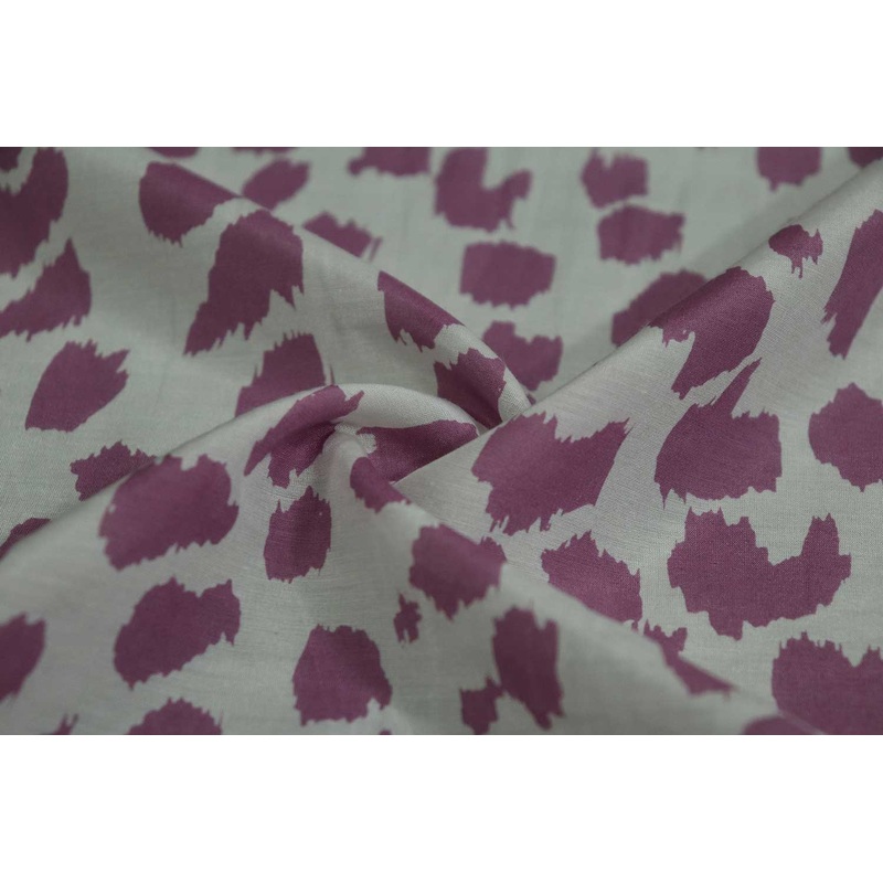 Off White & Mauve Abstract Printed Sushi Voile Fabric