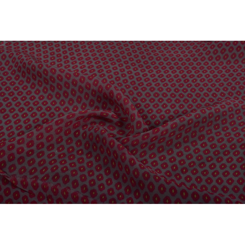 Red Abstract Printed Organza Fabric
