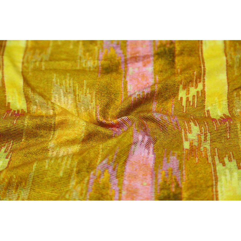 Yellow Abstract Printed Tencel Twill Viscose Fabric