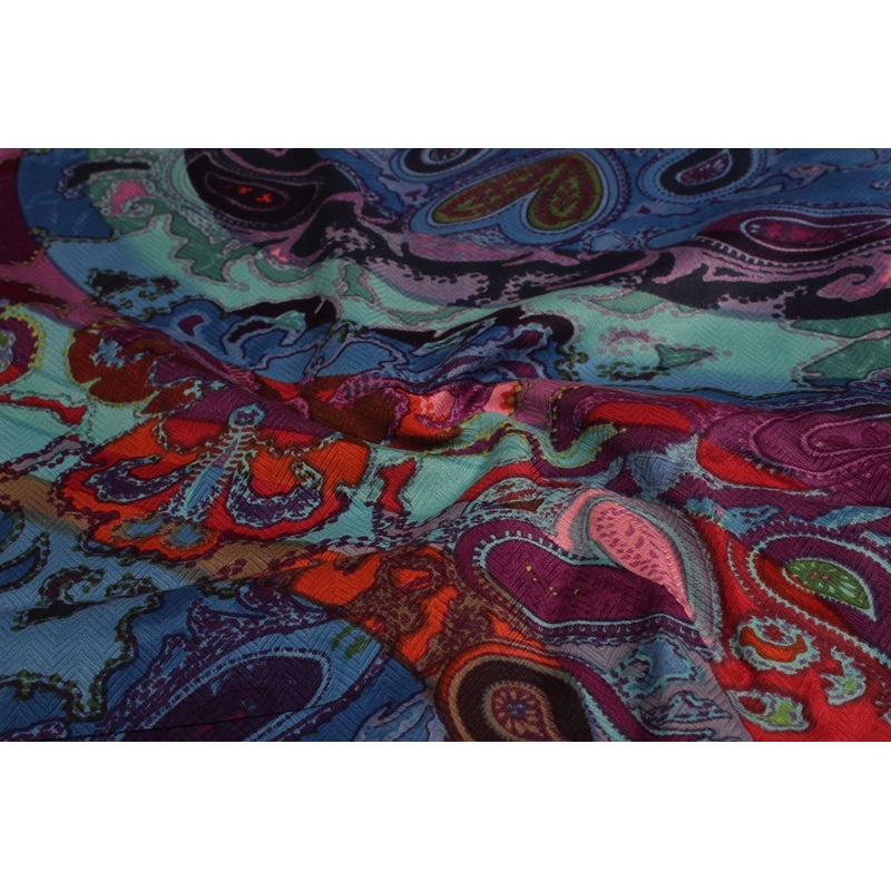 Multicolor Abstract Rayon Fabric