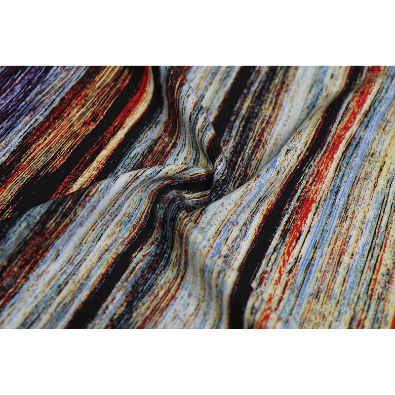 Multicolor Stripes Printed Rayon Fabric
