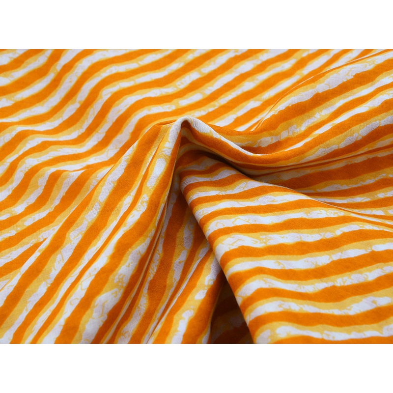 Yellow & White Strips Pure Mul Mul Cotton Fabric