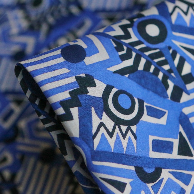 Zig Zag Spot Blue - Liberty Tana  Lawn