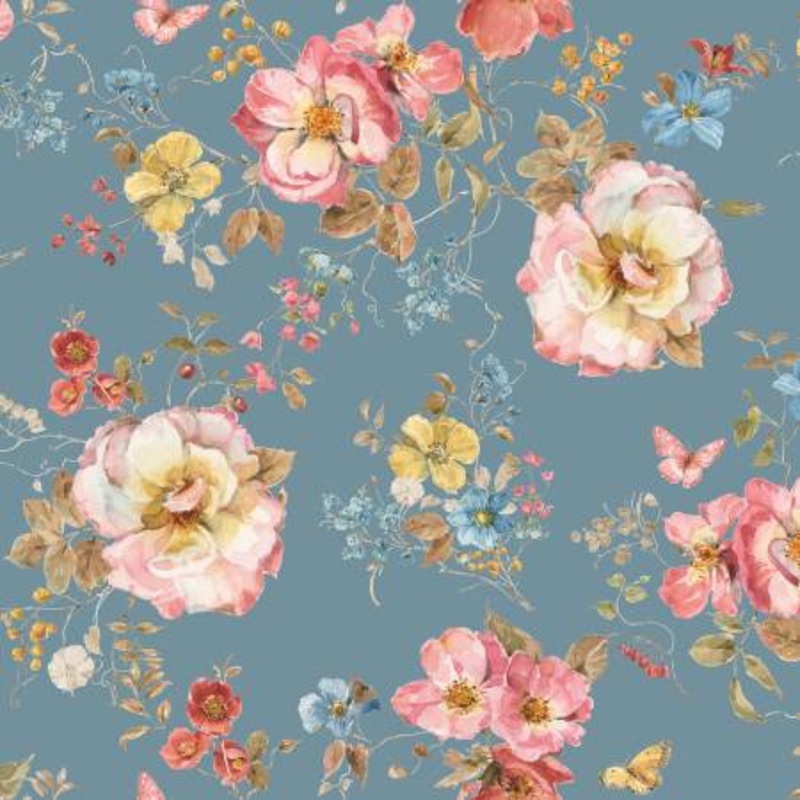 108" wide Countryside Floral Wide Back Storm