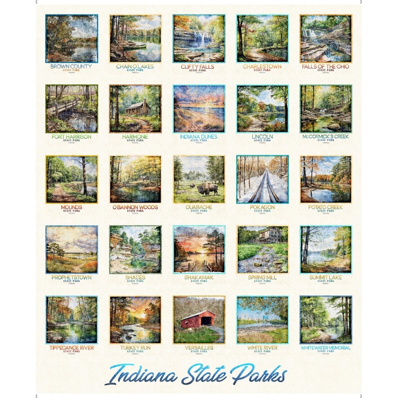 2025 All Indiana Shop Hop Indiana State Parks Picture Panel 31106 - E Cream