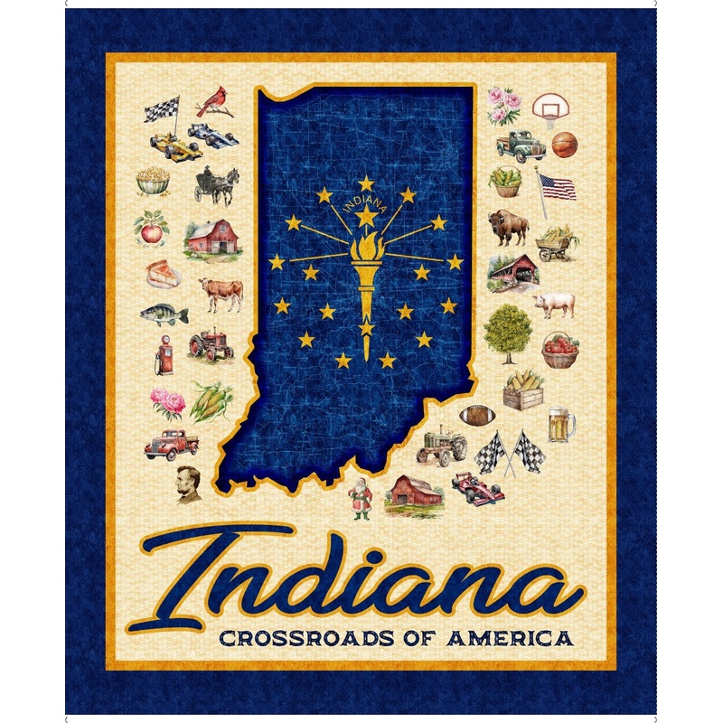 2025 All Indiana Shop Hop Indiana Map Panel  31105 -X