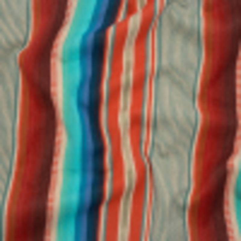 Arizona Turquoise, Orange and Red Striped Cotton Twill