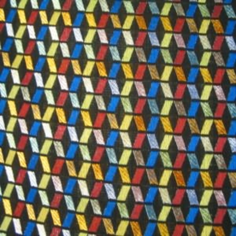 45" Brocade Diamond Shape Black with Multi