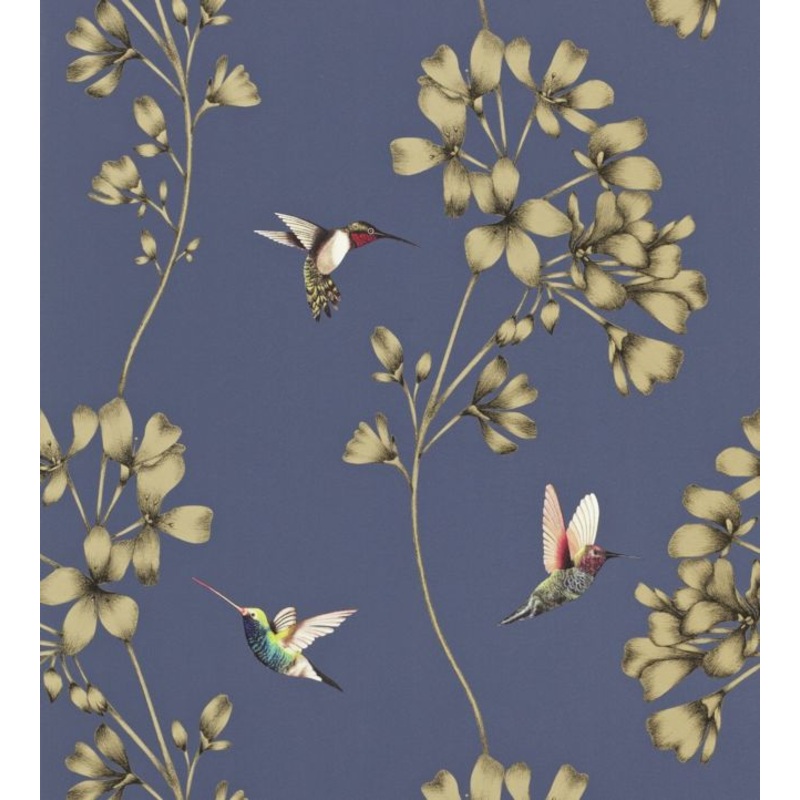 Amazilia Wallpaper - Indigo - HAMA111059 - Harlequin