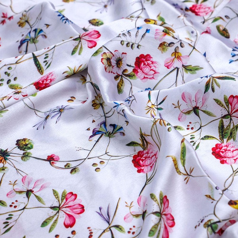 Abstract Colourful Flower Art Digital Printed Fabric - Japan Satin
