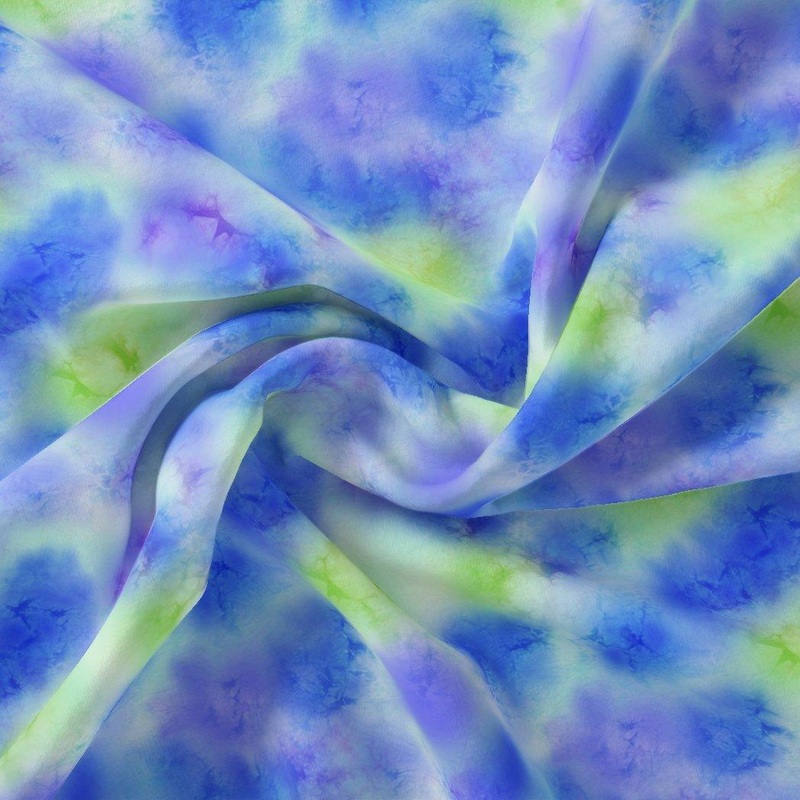 Classic Spotted Blue & Green Digital Printed Fabric - Pure Muslin
