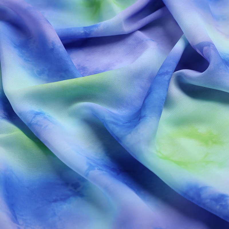 Classic Spotted Blue & Green Digital Printed Fabric - Weightless