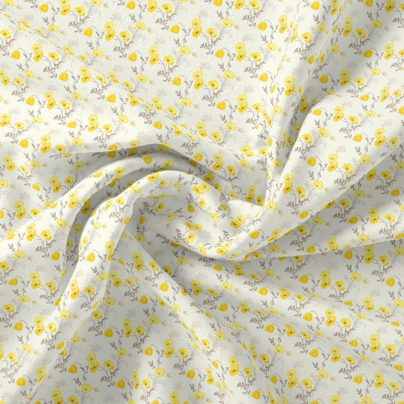 Decorative Tiny Chintz With Violet Flower Digital Printed Fabric - Rayon