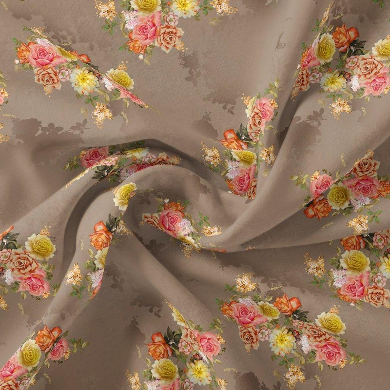 Lovely Yellow Roses With Jasmin Digital Printed Fabric - Weightless