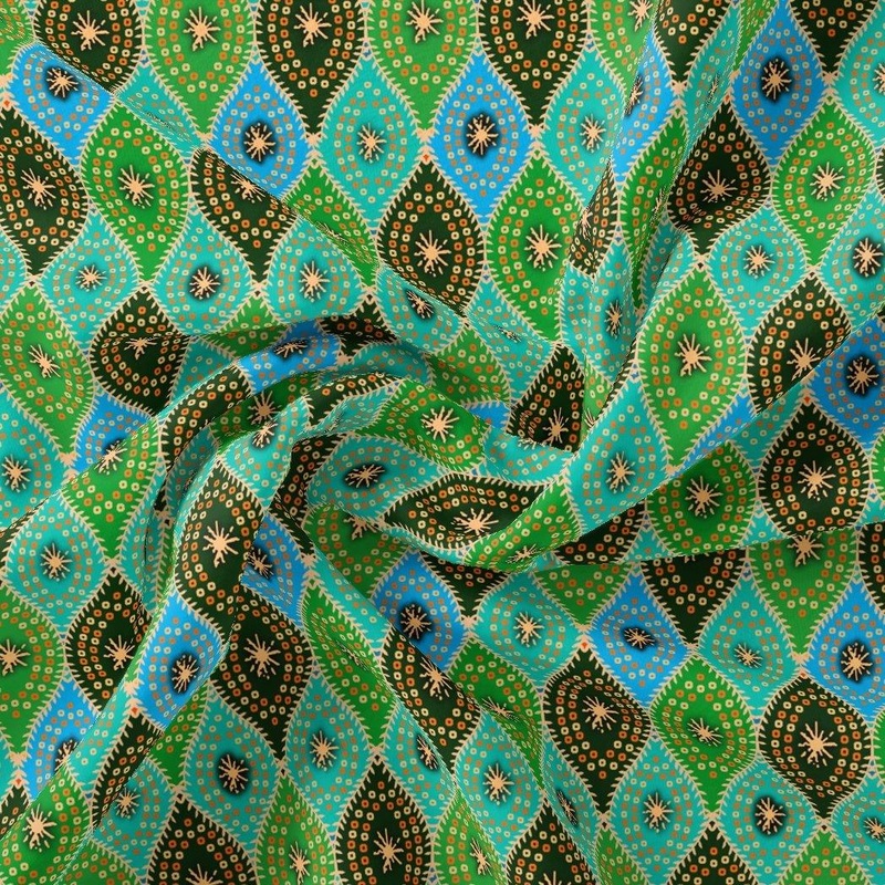 Seamless Ogee Tiny Doted Digital Printed Fabric - Poly Muslin