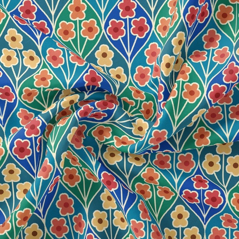 Tiny Decorative Allamanda Multicolour Digital Printed Fabric - Weightless